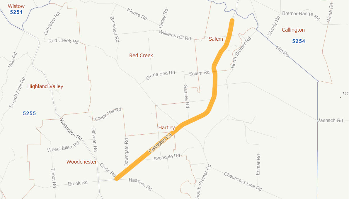 Callington-Goolwa Road - 7km Section Between Finniss and Currency Creek ...