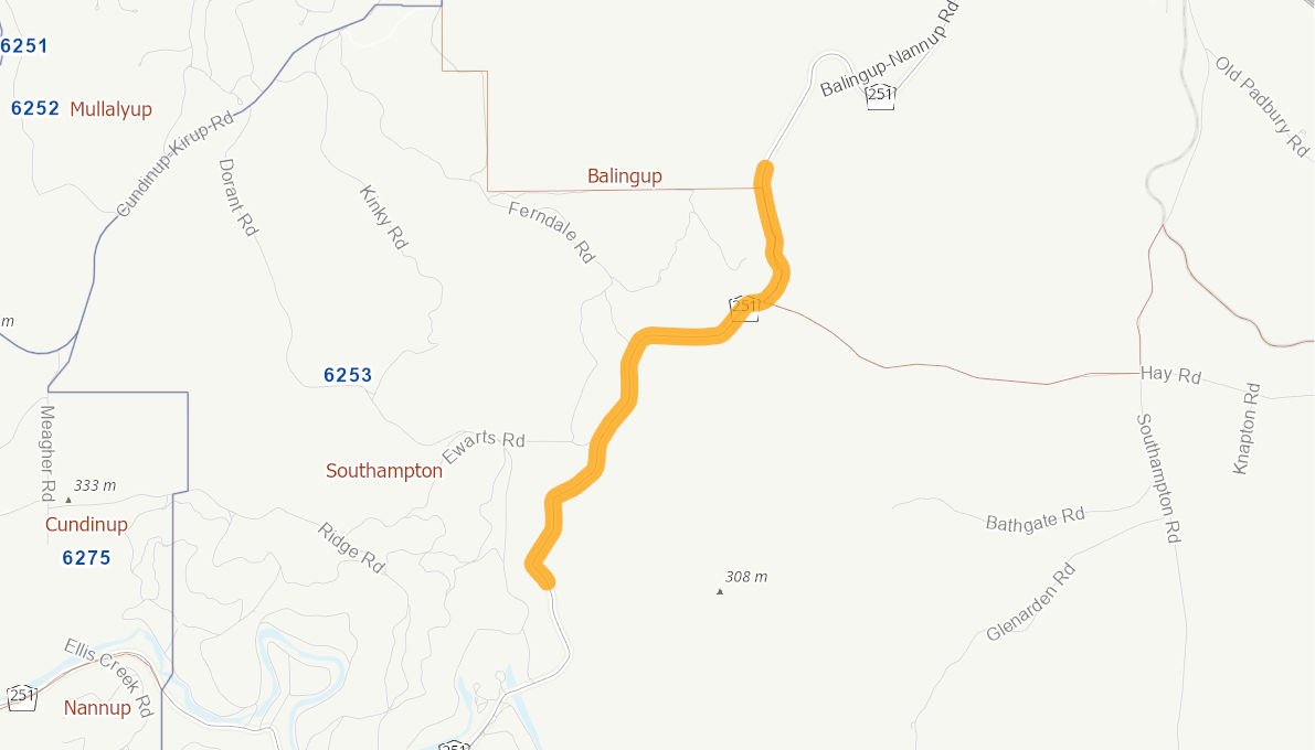 Balingup-Nannup Road - From 5.4kms to 10kms South West of Balingup ...