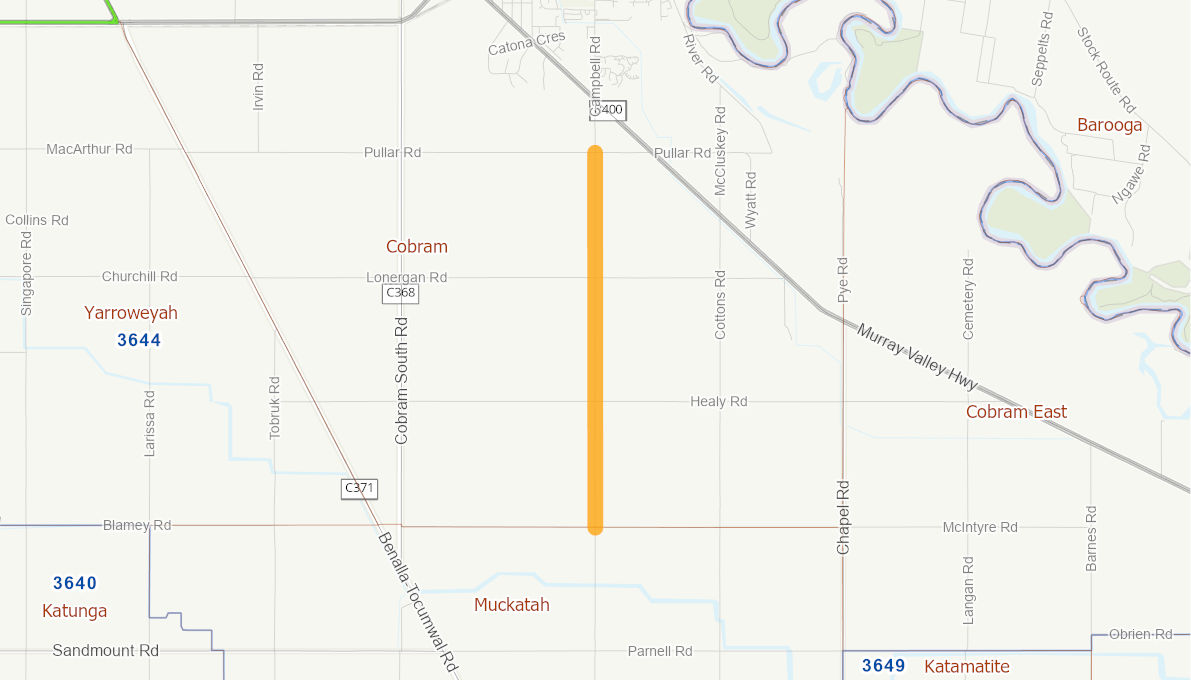 Campbell Road McIntyre Road to Pullar Road COBRAM 10101619VICBS