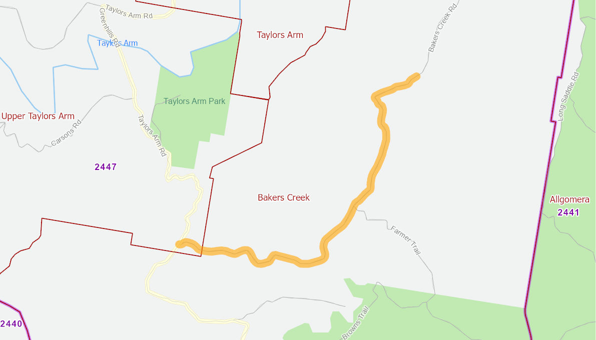 Bakers Creek Roads, Bakers Creek 11458021NSWRTR Infrastructure