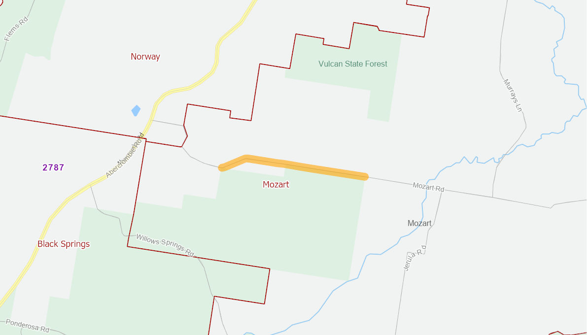 Mozart Road (rural road) 11561121NSWRTR Infrastructure Investment